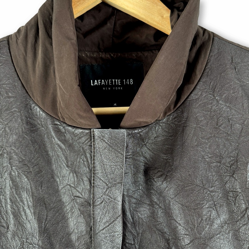 Lafayette 148 New York Womens Zip Leather Vest Jacket Sz M Medium - Picture 4 of 5